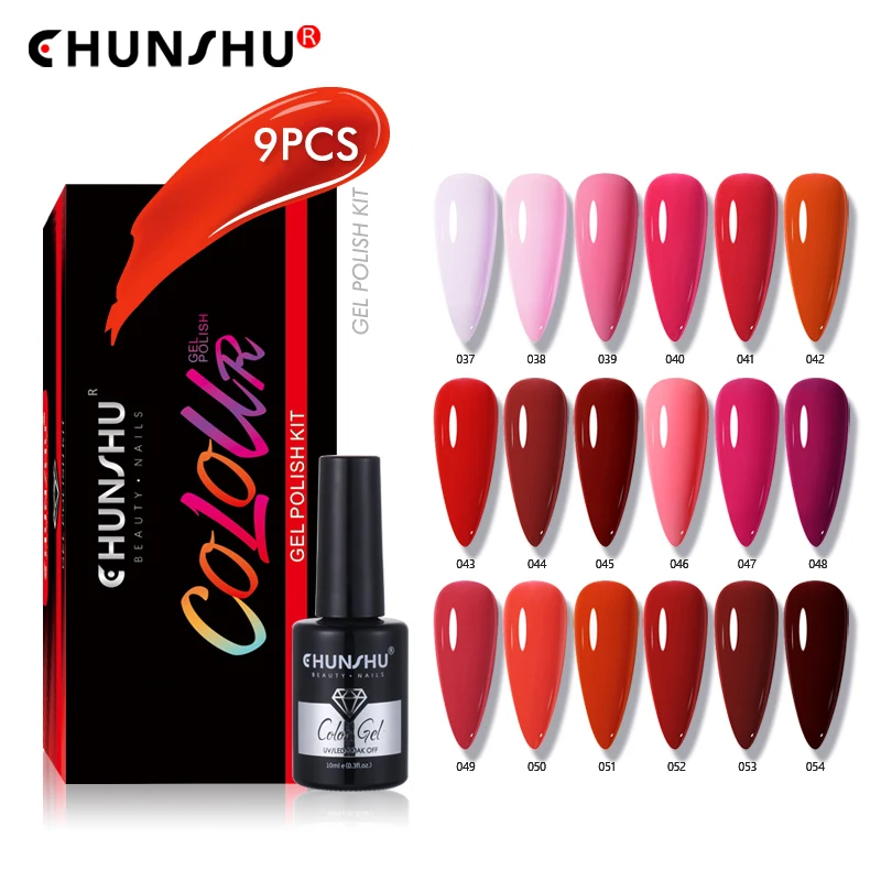 CHUNSHU 9 Pcs Nails Gels Kit Soak Off UV LED Nails Gelpolish Varnish Lacquer Long Lasting Easy Apply Nail Art Wholesale Set of 9
CHUNSHU 9 Pcs Nails Gels Kit Soak Off UV LED Nails Gelpolish Varnish Lacquer Long Lasting Easy Apply Nail Art Wholesale Set of 9