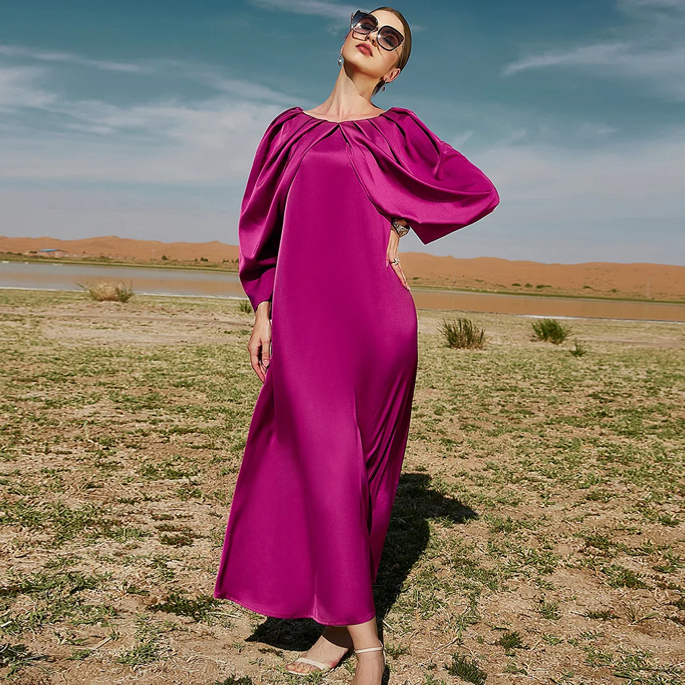 Women Rose Red Pleated Three Quarter Sleeves Long Party Dress Maxi Robe Femme Vestidos Elegantes Para Mujer
Women Rose Red Pleated Three Quarter Sleeves Long Party Dress Maxi Robe Femme Vestidos Elegantes Para Mujer
