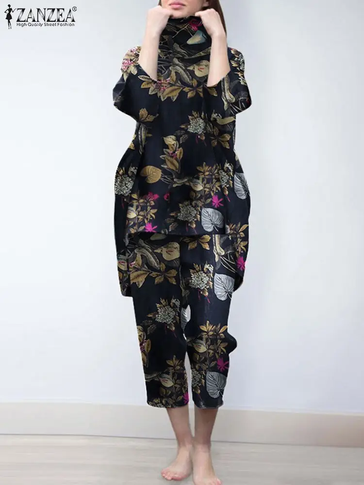 Комплект ZANZEA женский летний с цветочным принтом, Модный повседневный элегантный костюм большого размера с круглым вырезом и длинными рукав... 
Комплект ZANZEA женский летний с цветочным принтом, Модный повседневный элегантный костюм большого размера с круглым вырезом и длинными рукав...
