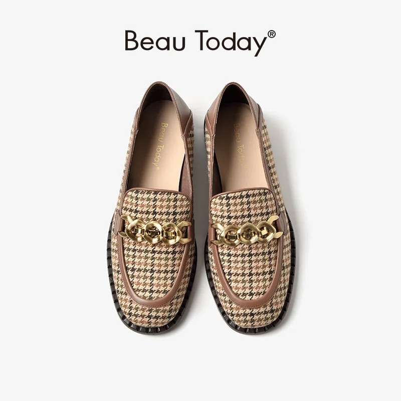 Loafers Women Square Toe Plaid Cloth Metal Chain Designer Casual Flats Slip On Soft Female Shoes Handmade 27478
Loafers Women Square Toe Plaid Cloth Metal Chain Designer Casual Flats Slip On Soft Female Shoes Handmade 27478