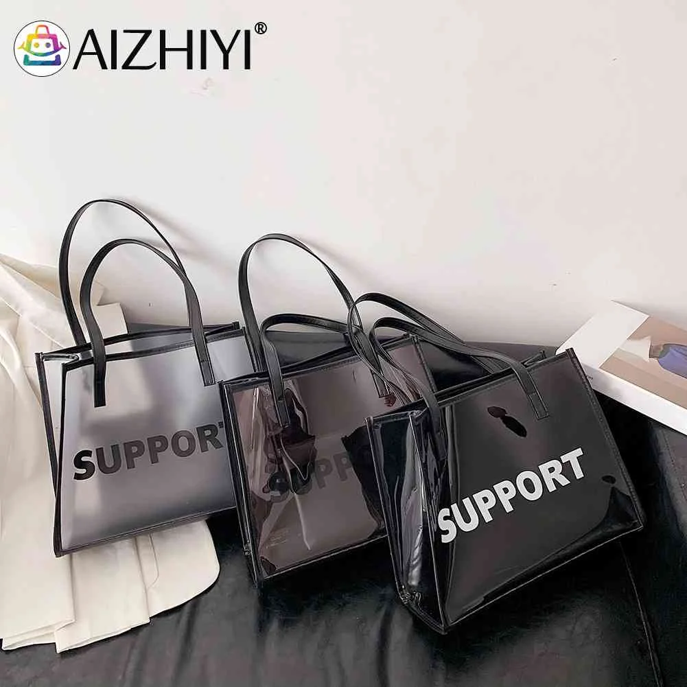 Fashion Women Jelly Clear Transparent Handbag Large Capacity Tote Shoulder Bags Underarm Bag Zipper Pouch Composite Bags 
Fashion Women Jelly Clear Transparent Handbag Large Capacity Tote Shoulder Bags Underarm Bag Zipper Pouch Composite Bags
