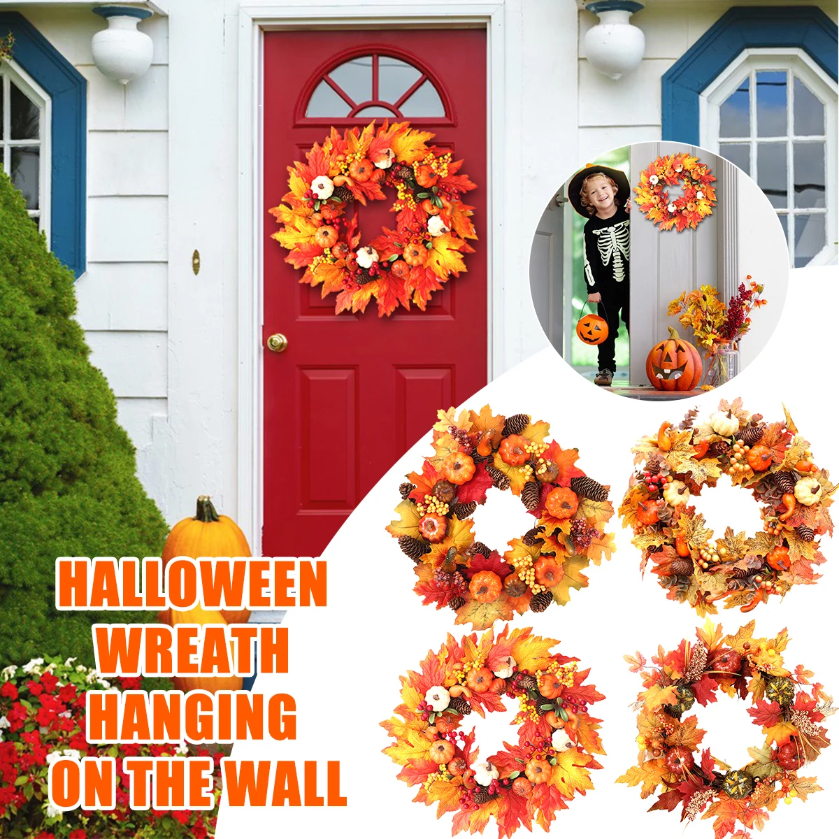 Autumn Wreath Fall Harvest Artificial Pumpkin Thanksgiving Garland with Maple Leaves for Home Farmhouse Front Door Window Decor
Autumn Wreath Fall Harvest Artificial Pumpkin Thanksgiving Garland with Maple Leaves for Home Farmhouse Front Door Window Decor
