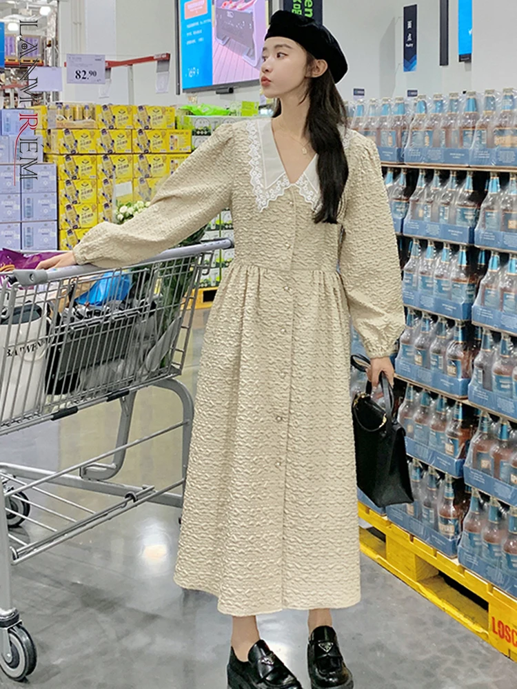 LANMREM Korean Style Chiffon Dress Women Lace Lapel Lantern Sleeves Single Breasted A-line Dresses 2023 Autumn New 2AA1736
LANMREM Korean Style Chiffon Dress Women Lace Lapel Lantern Sleeves Single Breasted A-line Dresses 2023 Autumn New 2AA1736