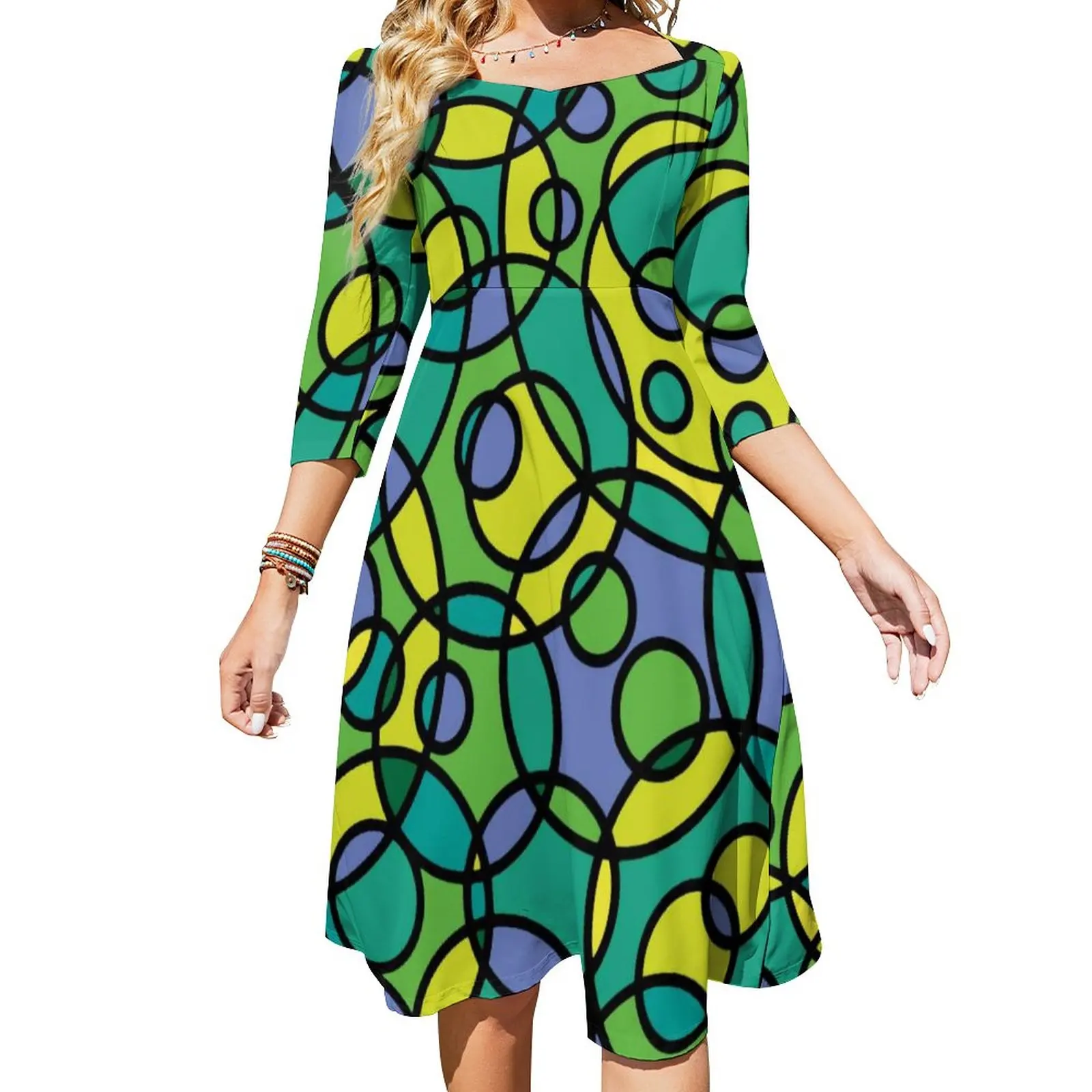 Платье женское оверсайз с разноцветным принтом, Элегантный Повседневный Сарафан с абстрактными кругами и бантом
Платье женское оверсайз с разноцветным принтом, Элегантный Повседневный Сарафан с абстрактными кругами и бантом