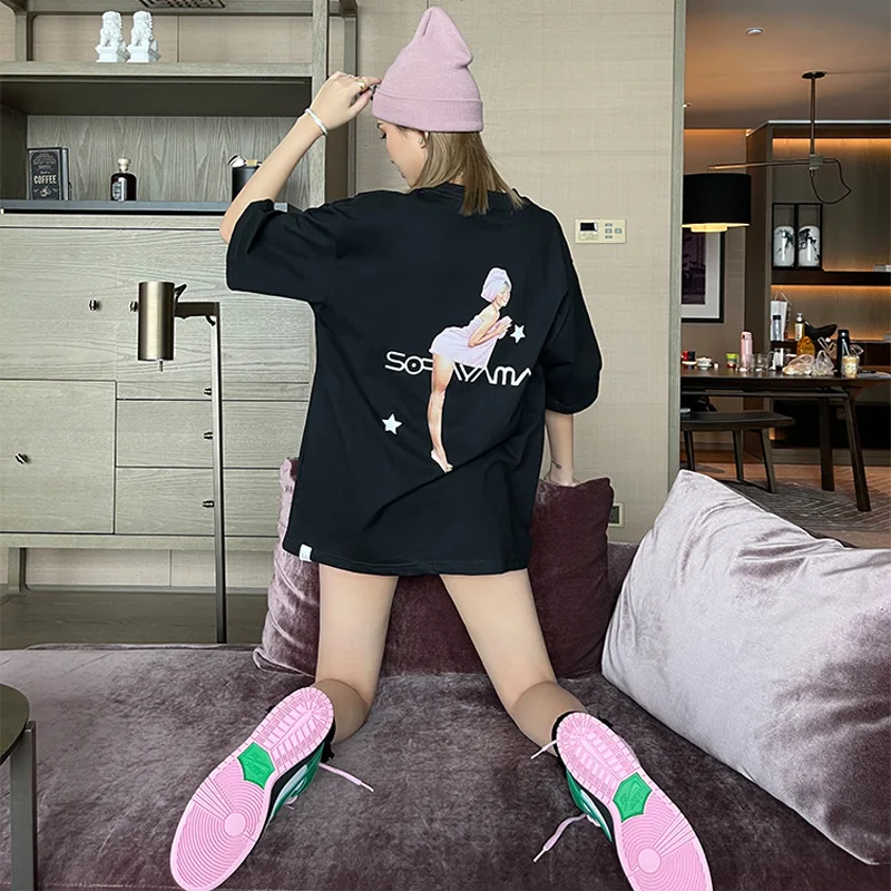 Women's Summer 2G Limited Portrait Print Black Short Sleeve Loose Hip Hop Street Retro Tee Casual Fashion Versatile Half Sleeve
Women's Summer 2G Limited Portrait Print Black Short Sleeve Loose Hip Hop Street Retro Tee Casual Fashion Versatile Half Sleeve