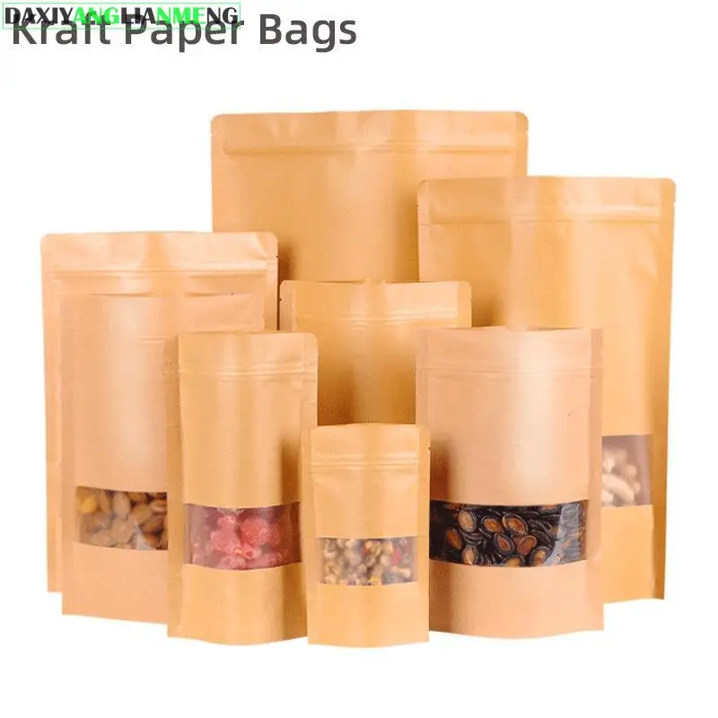 50pcs Kraft Paper Bags Zip Lock Brown With Window Stand Up Resealable Grip Ziplock Pouches Tea Coffee Bean Candy Packaging Food
50pcs Kraft Paper Bags Zip Lock Brown With Window Stand Up Resealable Grip Ziplock Pouches Tea Coffee Bean Candy Packaging Food