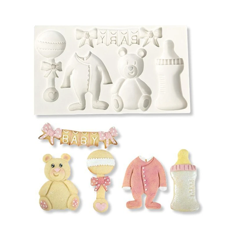 Baby Cookie Mould Christmas Fondant Cake Decorating Tools Teddy Baby Grow Rattle Bottle Bunting Sugarpaste Silicone Mold M454
Baby Cookie Mould Christmas Fondant Cake Decorating Tools Teddy Baby Grow Rattle Bottle Bunting Sugarpaste Silicone Mold M454