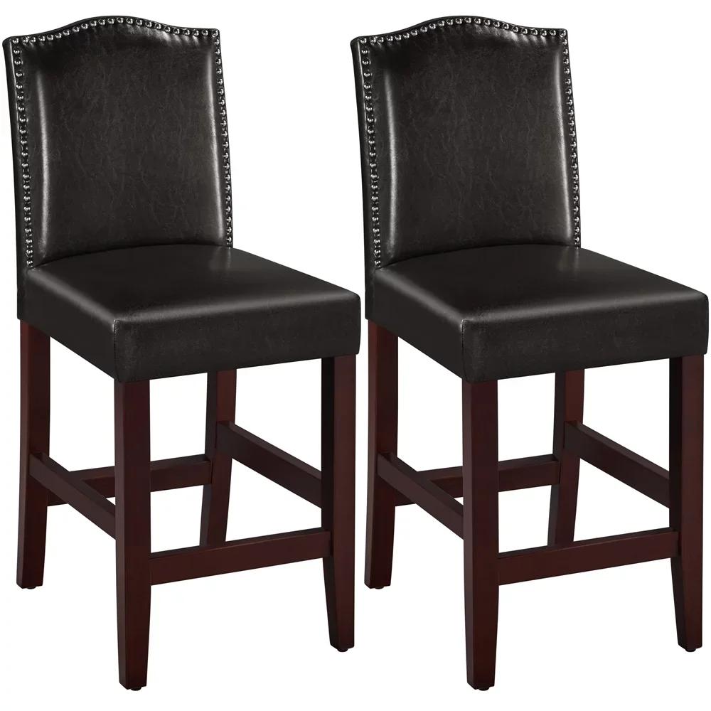 25.5"H Leather Counter Height Bar Chairs Fullback, 2pcs, Brown,Rubber Wood, PVC Leather, Foam, Plywood, Iron
25.5"H Leather Counter Height Bar Chairs Fullback, 2pcs, Brown,Rubber Wood, PVC Leather, Foam, Plywood, Iron
