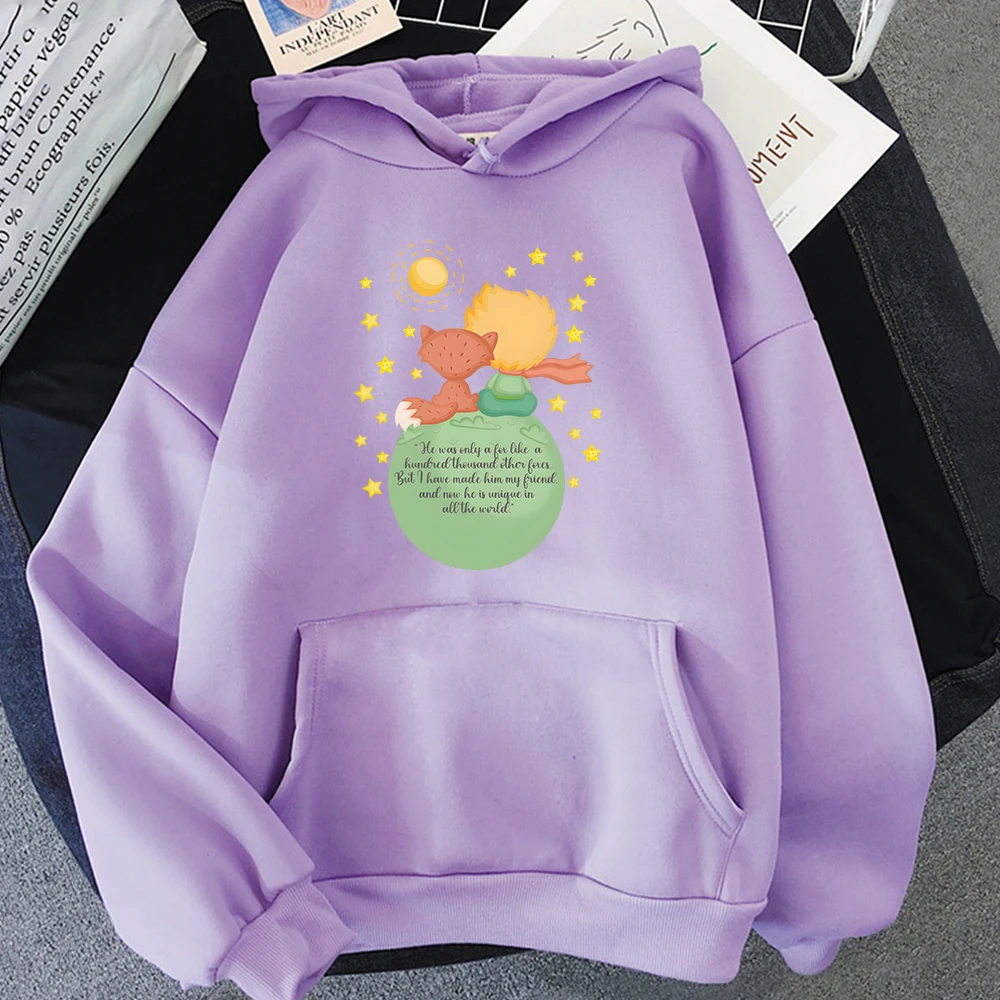 Little Prince and Fox Hoodie Graphic Printing Hoody Women Clothes Kawaii Pullovers for Girls Oversized Sweatshirts Female Tops 
Little Prince and Fox Hoodie Graphic Printing Hoody Women Clothes Kawaii Pullovers for Girls Oversized Sweatshirts Female Tops