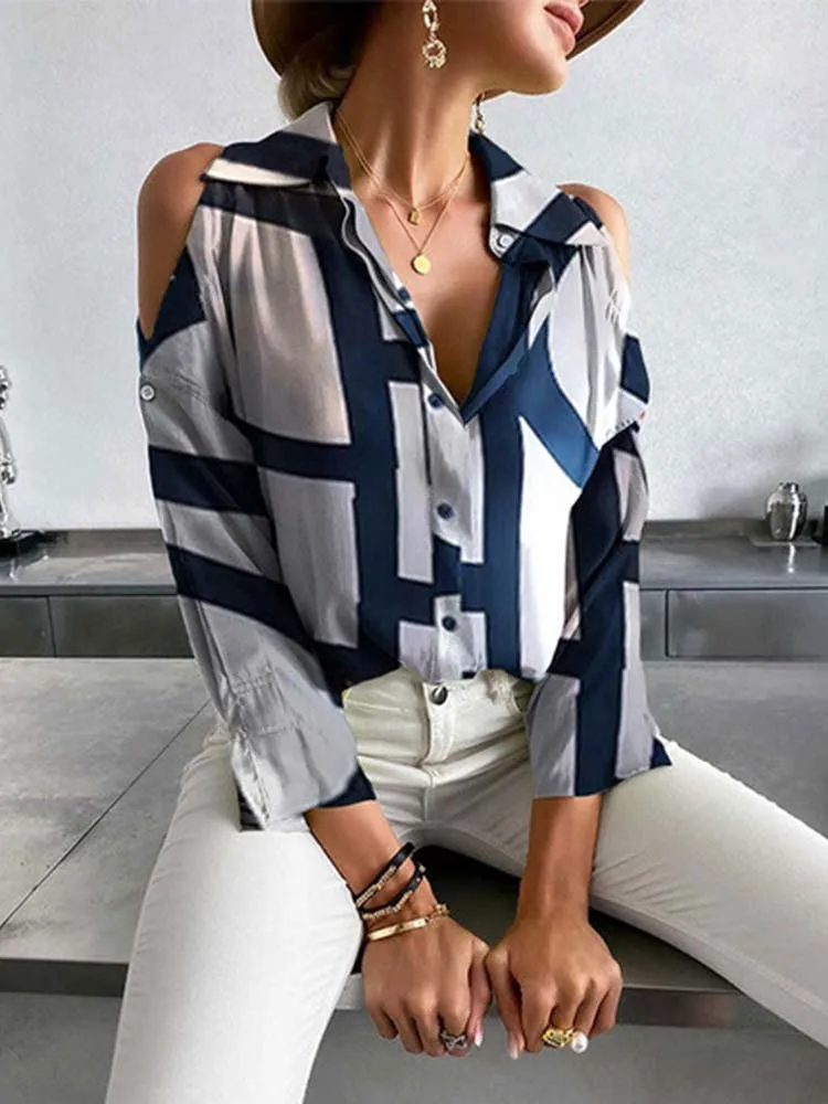 Spring Elegant Lapel Vintage Printed Blouse Women Long Sleeve Loose Pullover Tops Fashion Popular Strapless Office Lady Shirt
Spring Elegant Lapel Vintage Printed Blouse Women Long Sleeve Loose Pullover Tops Fashion Popular Strapless Office Lady Shirt