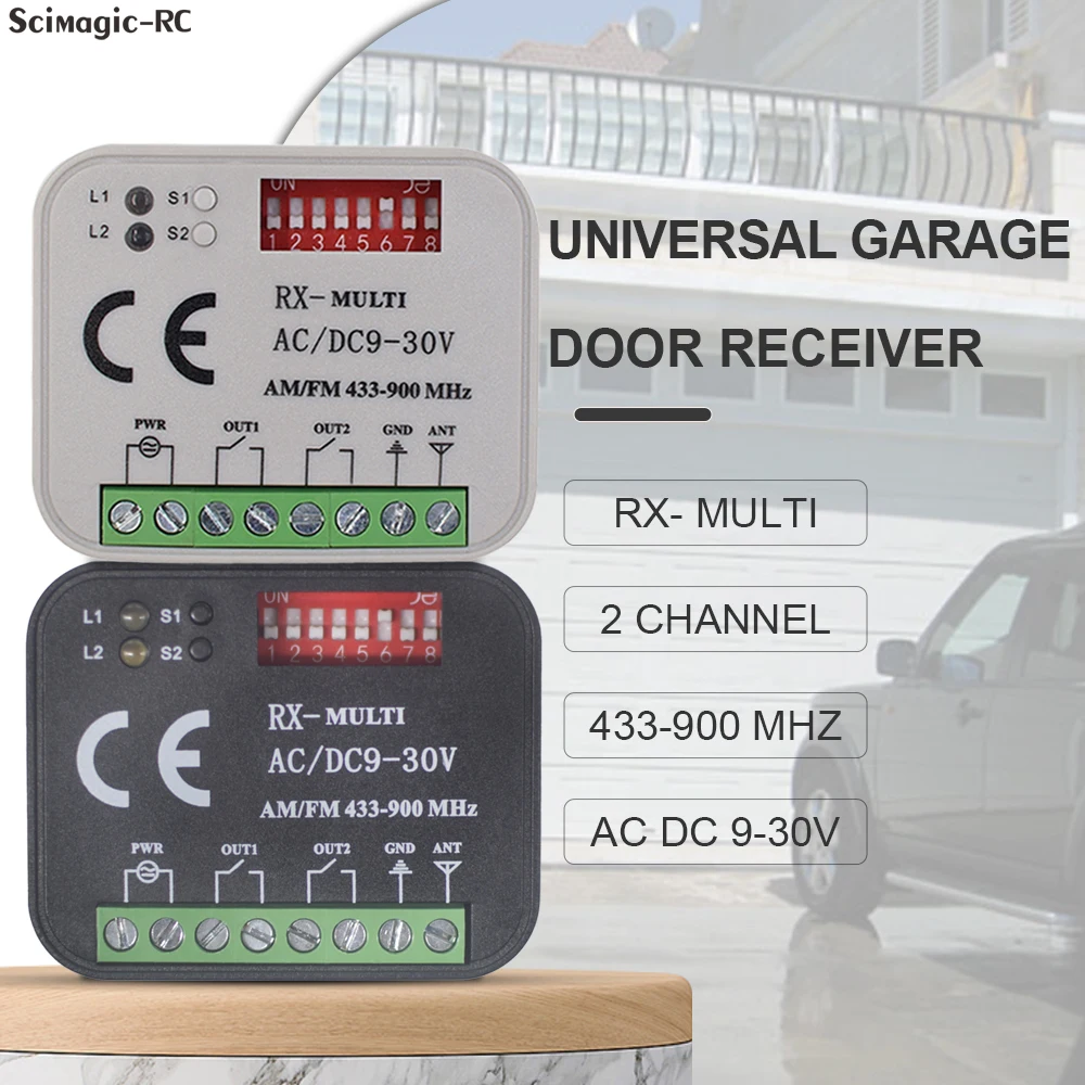 

Universal 433mhz 868MHz Multifrequency Garage Door Remote Control Receiver Controller Switch Module For 300-900Mhz Transmitter