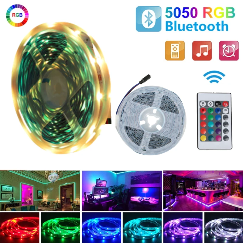 LED Strip BackLight Tape RGB 5050 12V Bluetooth Flexible LED Lamp Ribbon For TV Desktop Screen Computer Background Lighting
LED Strip BackLight Tape RGB 5050 12V Bluetooth Flexible LED Lamp Ribbon For TV Desktop Screen Computer Background Lighting
