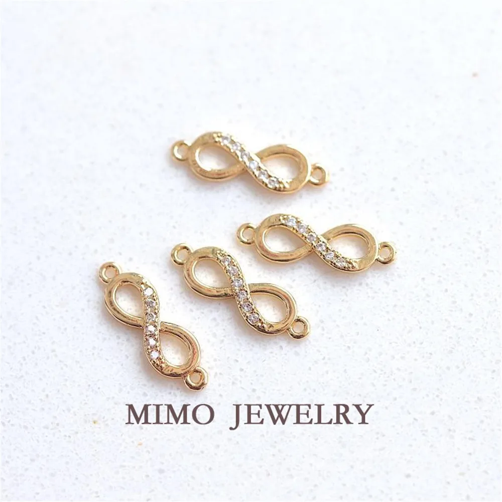 Color preservation gold plated double ring infinite shape micro-inlaid zircon connection pendant DIY handmade accessory
Color preservation gold plated double ring infinite shape micro-inlaid zircon connection pendant DIY handmade accessory