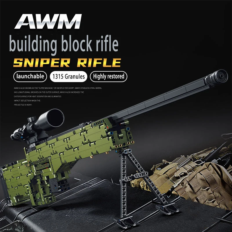 City Military Weapon AWM Sniper Rifle AKM Rifle Pistol Submachine Gun Technology Building Block Model Shooting Game Boy Toy Gift
City Military Weapon AWM Sniper Rifle AKM Rifle Pistol Submachine Gun Technology Building Block Model Shooting Game Boy Toy Gift