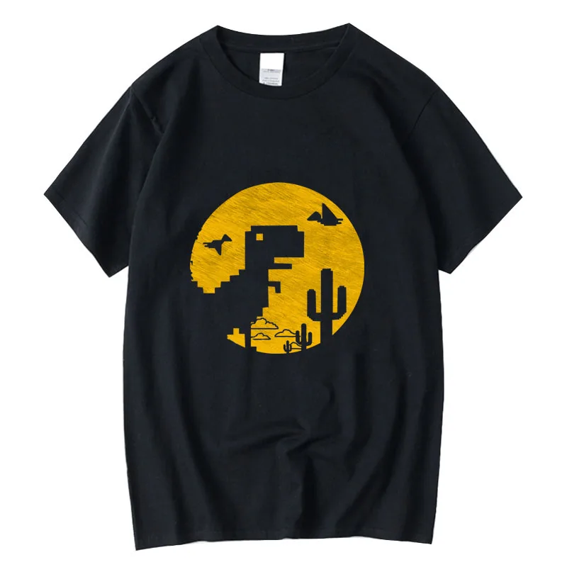 

XINYI Men's T-shirt 100% cotton casual funny game dinosaur Print loose o-neck cool t shirt for men short sleeve t-shirt male