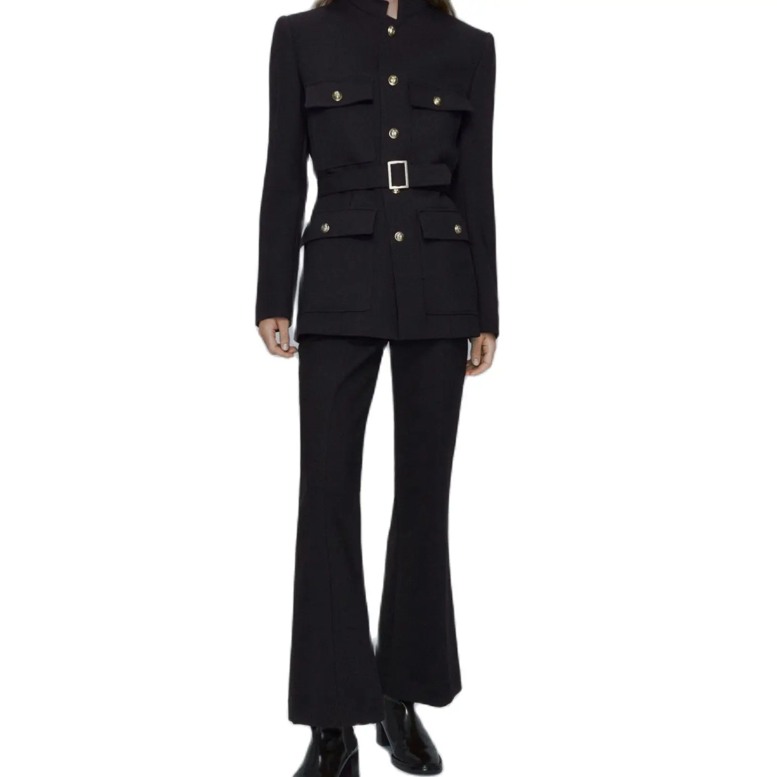 2023 Woman Autumn Casual Stand Collar Long Sleeve Blazer Fashion Single Breasting Commuter Coat Belt Jacket Female
2023 Woman Autumn Casual Stand Collar Long Sleeve Blazer Fashion Single Breasting Commuter Coat Belt Jacket Female