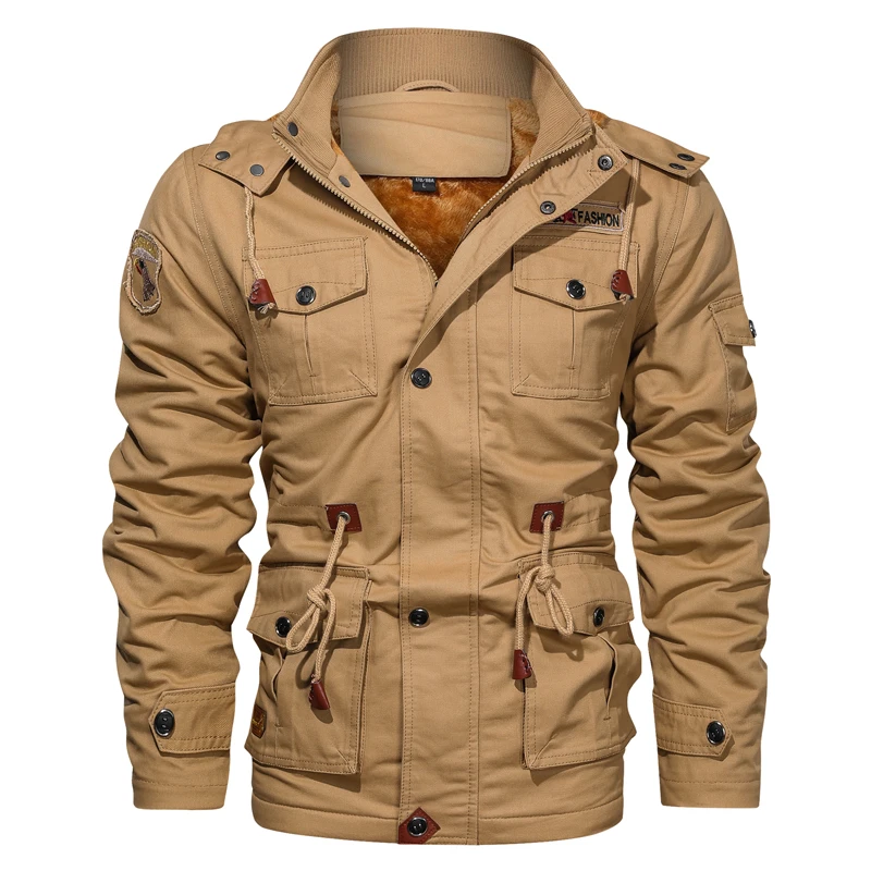 2022 Men Winter Casual Warm Thick Fleece Bomber Jacket Mens Military Cotton Jackets Men New Cargo Hooded Jacket Windbreaker Coat
2022 Men Winter Casual Warm Thick Fleece Bomber Jacket Mens Military Cotton Jackets Men New Cargo Hooded Jacket Windbreaker Coat
