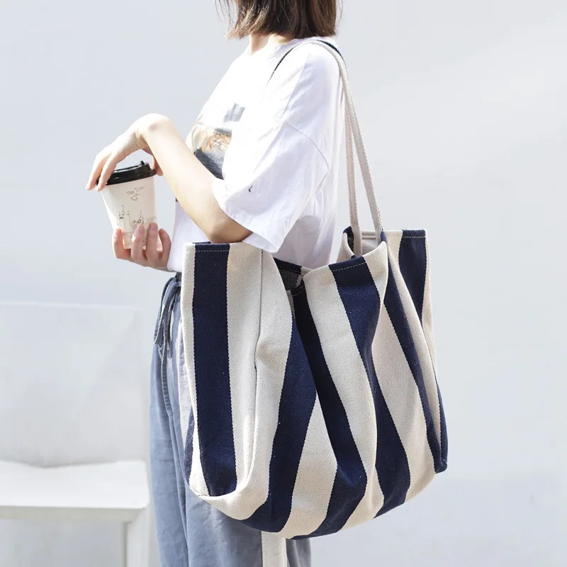 Striped Big Canvas Tote Bag for Women Summer Beach Classical Fabric Soft Large Handbag 2023 Female Large Casual Top-handle Bag
Striped Big Canvas Tote Bag for Women Summer Beach Classical Fabric Soft Large Handbag 2023 Female Large Casual Top-handle Bag