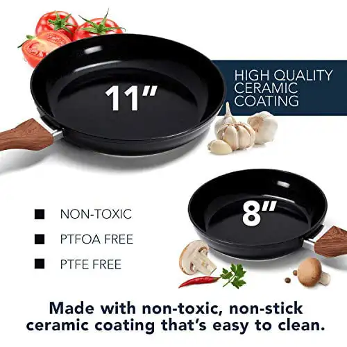2023 New NEW 8” & 11” Frypan Combo Pack with Wood Handle and Aluminum body – Black Cookware Set Cooking Pots and Pans Set
2023 New NEW 8” & 11” Frypan Combo Pack with Wood Handle and Aluminum body – Black Cookware Set Cooking Pots and Pans Set