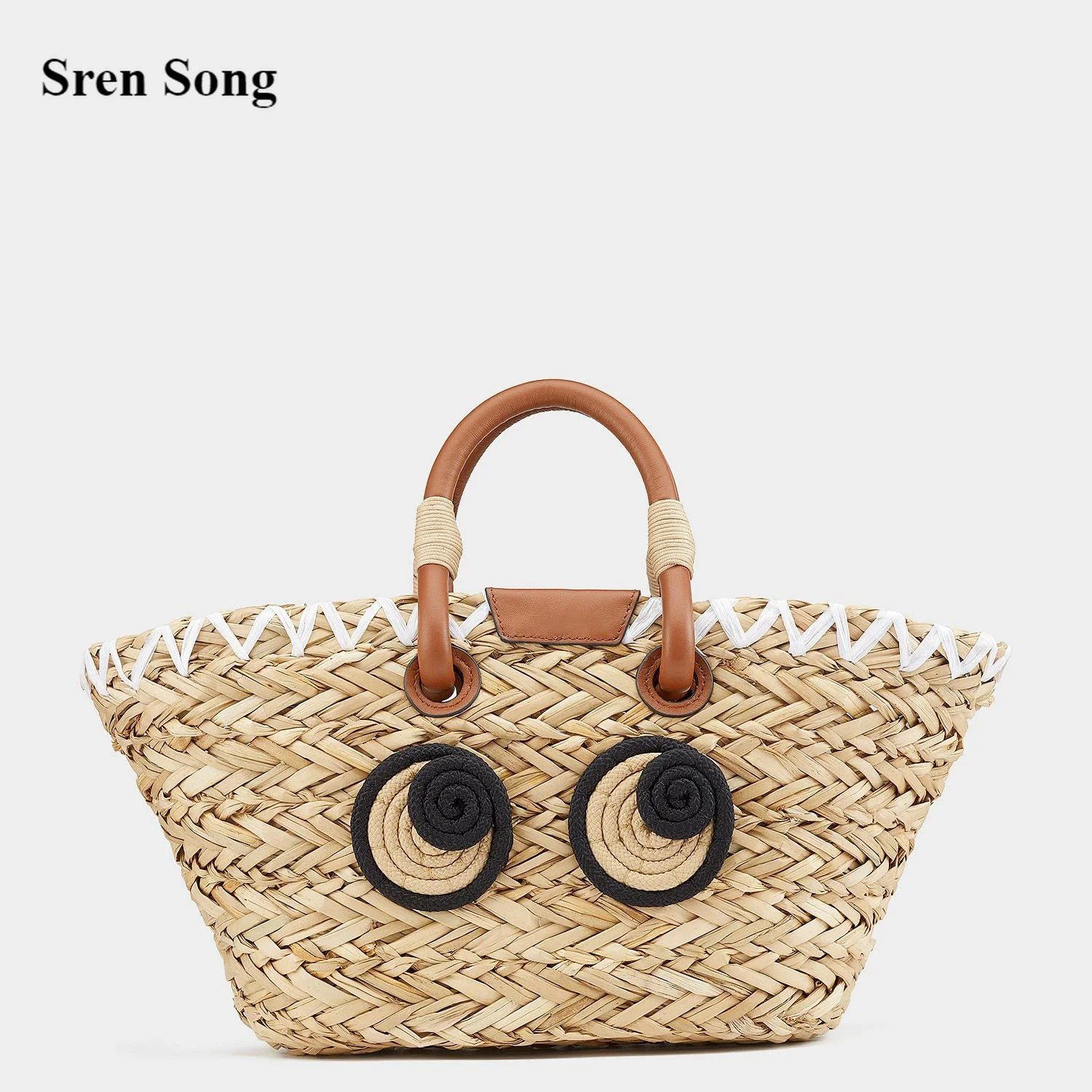 Fashion Big Eye Pattern Rattan Basket Bag Casual Wicker Woven Women Handbags Summer Beach Straw Bag Large Tote Bali Purses 2022
Fashion Big Eye Pattern Rattan Basket Bag Casual Wicker Woven Women Handbags Summer Beach Straw Bag Large Tote Bali Purses 2022