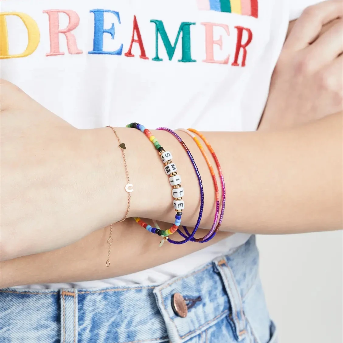 Vlen Smile Letter Bracelet Jewelry for Women Jewellery Rainbow Beads Dainty Bracelets Stretch Pulseras 
Vlen Smile Letter Bracelet Jewelry for Women Jewellery Rainbow Beads Dainty Bracelets Stretch Pulseras