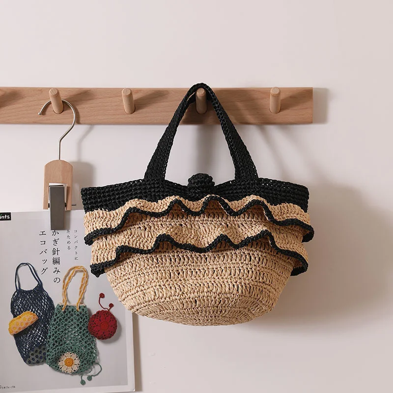 Lafite Grass Ruffle Portable Straw Woven Bag New Niche Design Contrast Woven Bag Beach Bag
Lafite Grass Ruffle Portable Straw Woven Bag New Niche Design Contrast Woven Bag Beach Bag