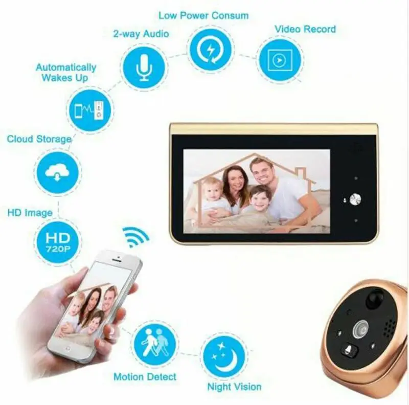 Smart Video Peephole Camera Doorbell Night Vision Wireless Home Supply Door Bell
Smart Video Peephole Camera Doorbell Night Vision Wireless Home Supply Door Bell