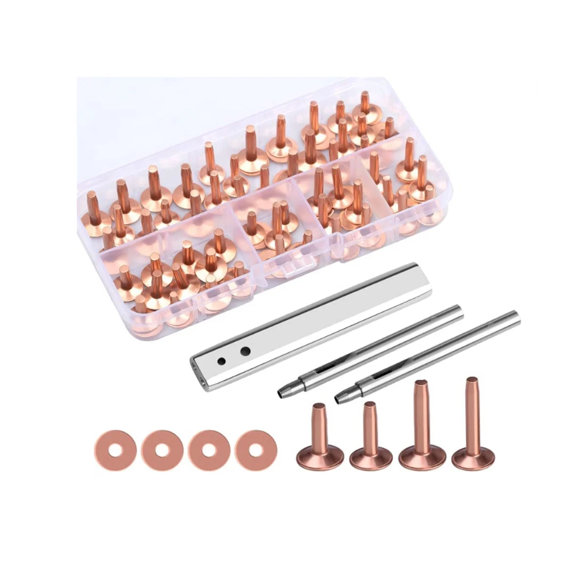

Copper Rivets and Burrs, Solid Brass Rust-Proof Studs Leather Copper Rivet for Leather Pure Copper Rivet Setting Tool
