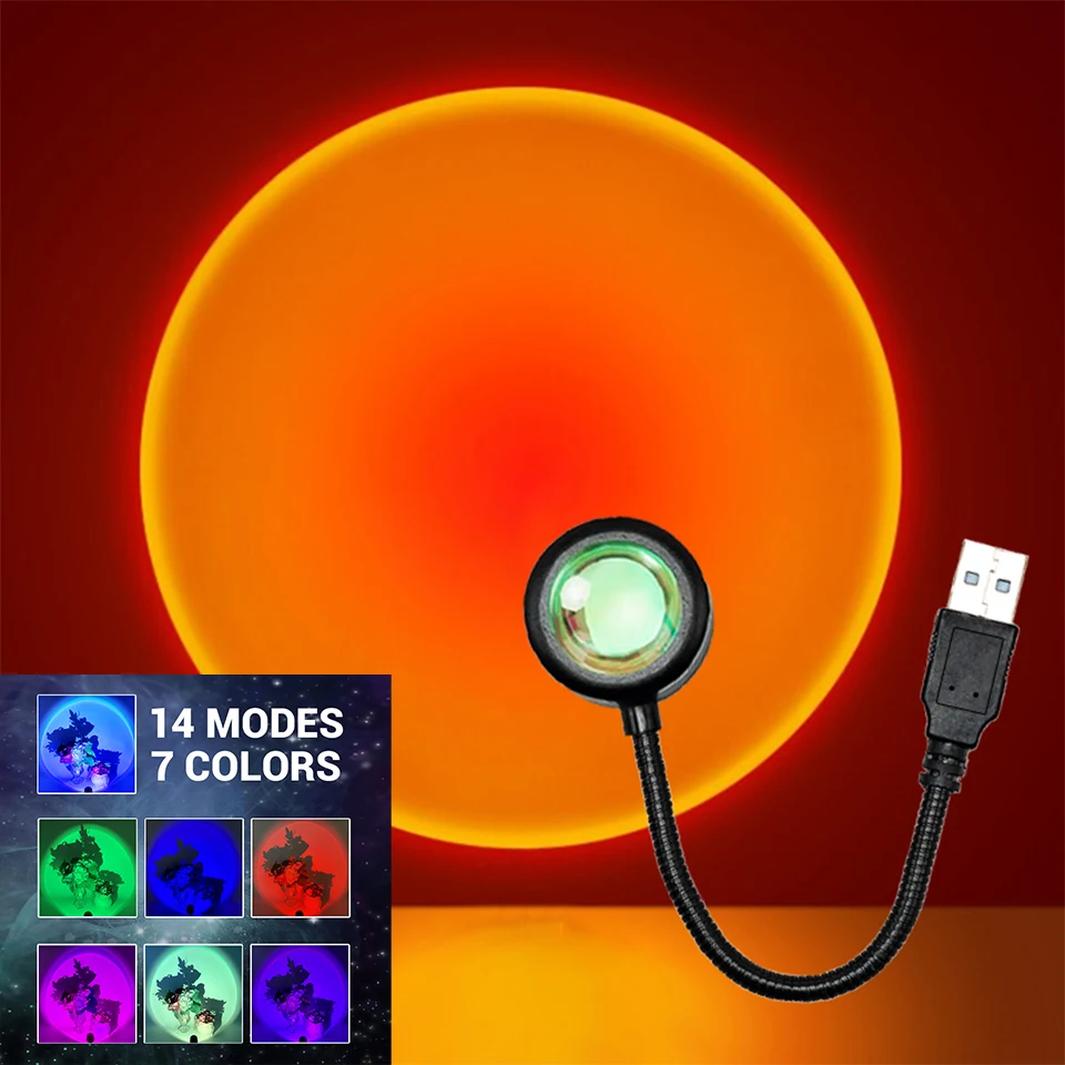 

USB Atmosphere Starry Night Light LED Sunset Background Lamp Photography Projector Wall Lamp For Coffe Shop Live Wall Decoration