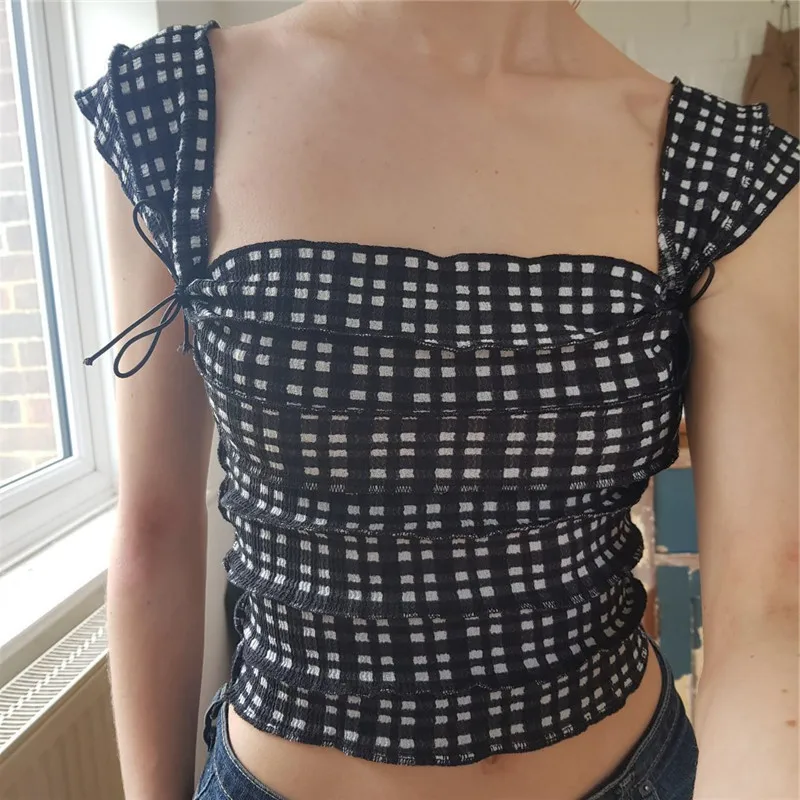 2022 European and American summer women's sweet French square neck plaid square print bow camisole vest woman
2022 European and American summer women's sweet French square neck plaid square print bow camisole vest woman