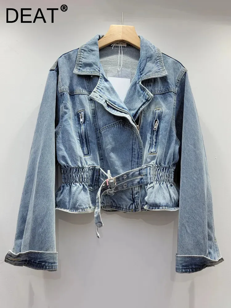 DEAT Women's Denim Coat Spliced Belt Pleated Elastic Waist Lapel Zipper Long Sleeve Jackets 2023 Autumn New Fashion 29L3945
DEAT Women's Denim Coat Spliced Belt Pleated Elastic Waist Lapel Zipper Long Sleeve Jackets 2023 Autumn New Fashion 29L3945