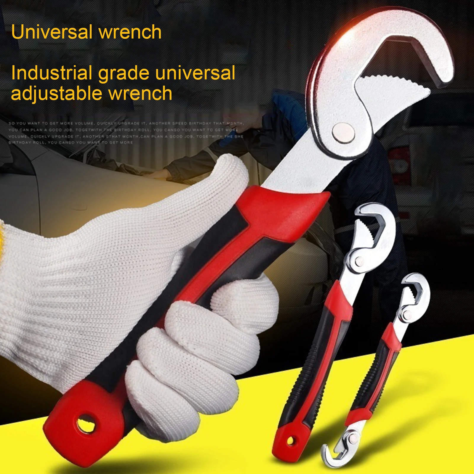 

2Pcs Wrenches Plumber Hand Tool Universal Key Pipe Wrench Open End Spanner Set High Carbon Steel Snap Grip Tool Universal Wrench