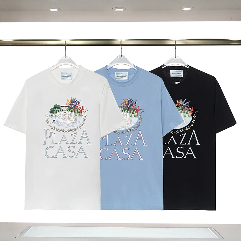 Swan Letter Print Logo Casablanca T-shirts Men Women 1:1 Black Blue White Tops Summer New Tees Fashion Casual Loose Short Sleeve
Swan Letter Print Logo Casablanca T-shirts Men Women 1:1 Black Blue White Tops Summer New Tees Fashion Casual Loose Short Sleeve