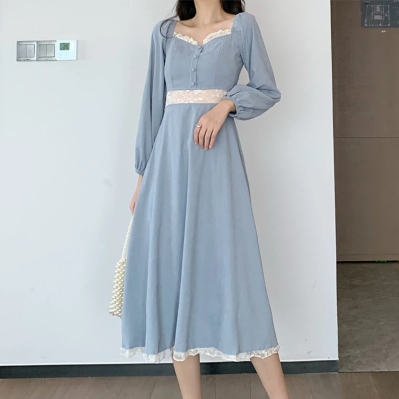 Women Vintage Square Collar Patchwork Dress Spring Full Sleeve Female Elegant Dress 2022 A-line Vestidos Femme
Women Vintage Square Collar Patchwork Dress Spring Full Sleeve Female Elegant Dress 2022 A-line Vestidos Femme