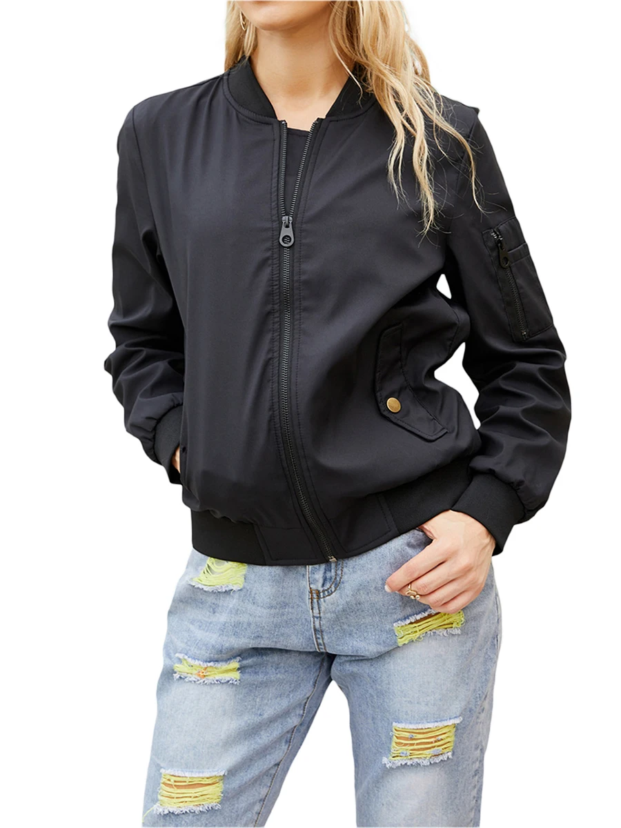 Womens Bomber Jacket Coat Casual Baseball Jackets Lightweight Aviator Jacket Outwear Windbreaker with Pockets
Womens Bomber Jacket Coat Casual Baseball Jackets Lightweight Aviator Jacket Outwear Windbreaker with Pockets