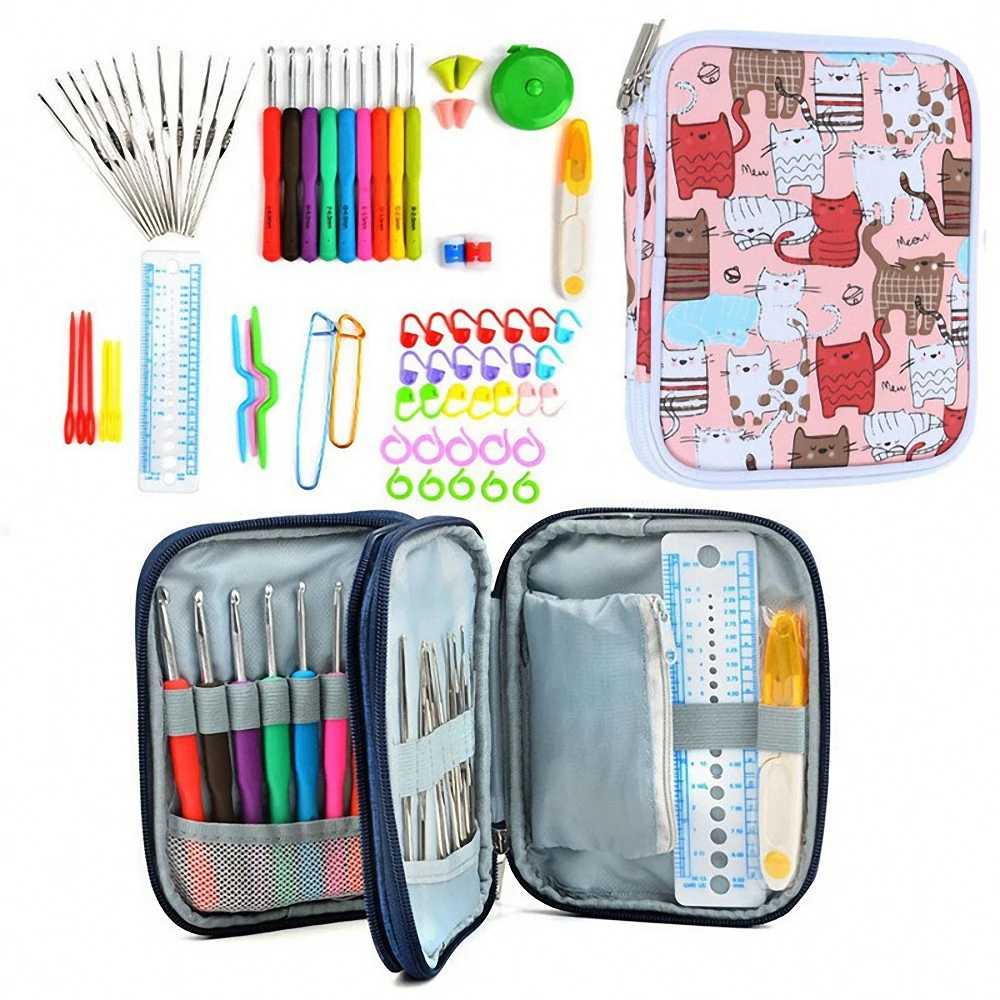 72pcs Crochet Hook Set Sewing Tool DIY Knitting Needles Scissors Stitch Holder with Storage Case Embroidery Thread Accessories
72pcs Crochet Hook Set Sewing Tool DIY Knitting Needles Scissors Stitch Holder with Storage Case Embroidery Thread Accessories