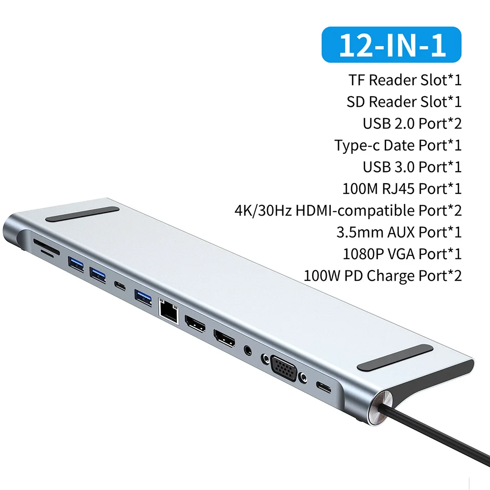 Адаптер из алюминиевого сплава, Usb C, Rj45, Vga, Usb 3,0, двойная совместимость, 4k, портативный расширитель с несколькими кардридерами Sd / Tf
Адаптер из алюминиевого сплава, Usb C, Rj45, Vga, Usb 3,0, двойная совместимость, 4k, портативный расширитель с несколькими кардридерами Sd / Tf