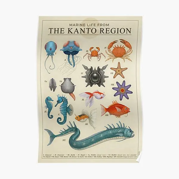 

Постер «Морская жизнь» из Канто, искусство, современная картина, винтажная живопись, забавная печать, домашний декор, комната без рамки