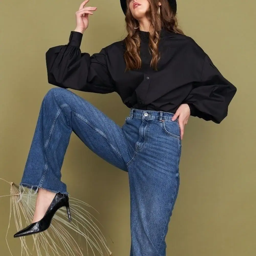 Lantern Long Sleeve Shirt Stylish Women's Workwear Stand Collar Lantern Sleeve Shirts for Spring Autumn with Loose Fit Single
Lantern Long Sleeve Shirt Stylish Women's Workwear Stand Collar Lantern Sleeve Shirts for Spring Autumn with Loose Fit Single