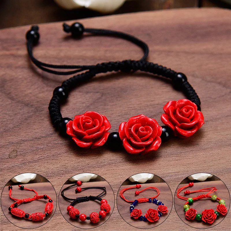 Red Rose Bracelet For Women Handmade Lacquer Carved Cinnabar Charm Flower Adjustable Rope Beaded Bracelet Ethnic Accessories
Red Rose Bracelet For Women Handmade Lacquer Carved Cinnabar Charm Flower Adjustable Rope Beaded Bracelet Ethnic Accessories