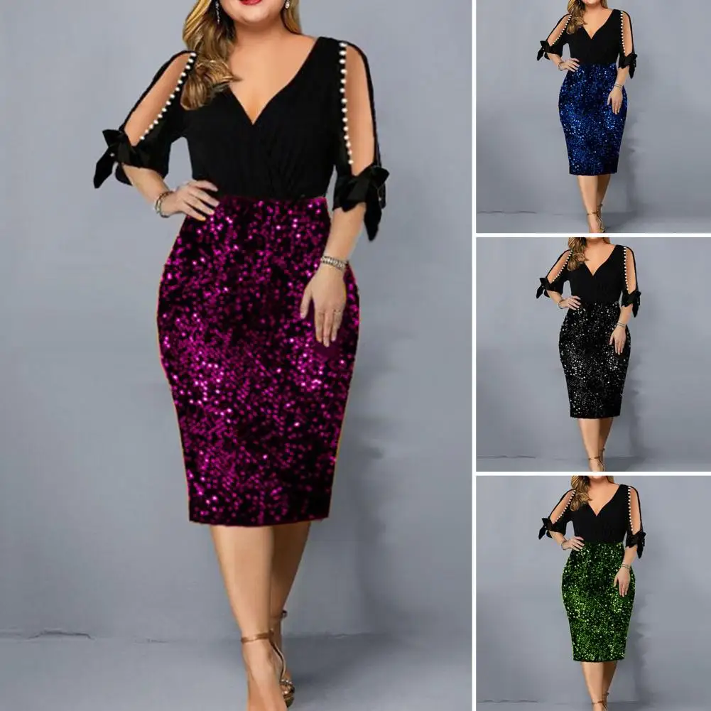 Banquet Dress Contrast Color Imitation Pearl Sexy Low-cut Knee Length Women Dress Women Dress for Party
Banquet Dress Contrast Color Imitation Pearl Sexy Low-cut Knee Length Women Dress Women Dress for Party
