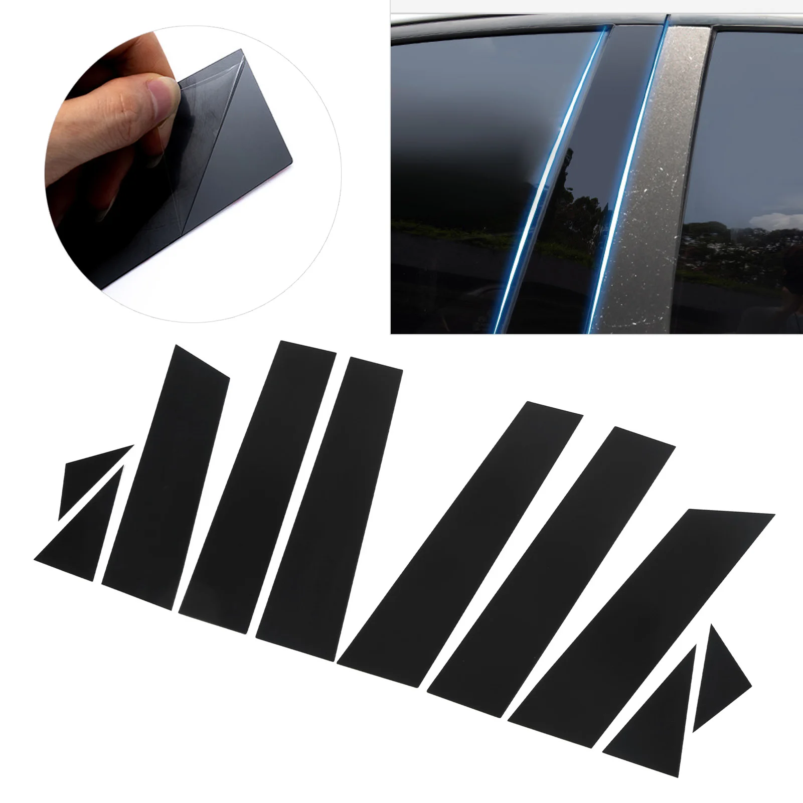 

10Pcs Side Window Pillar Post Trim Sticker Gloss Black 4D Style Replacement for Mazda CX‑5 2017‑2022