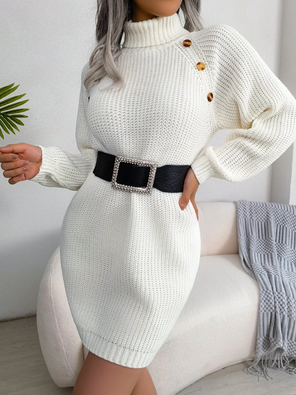 Fall Winter Women Knitted Sweater Dress Fashion Button Turtleneck Long Sleeve White Mini Dresses Woman Casual Basic Pencil Dress
Fall Winter Women Knitted Sweater Dress Fashion Button Turtleneck Long Sleeve White Mini Dresses Woman Casual Basic Pencil Dress