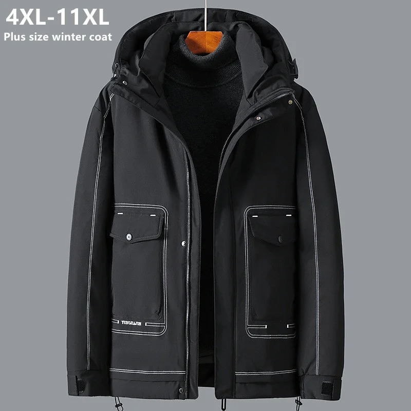 

11XL 10XL Winter Parka Men Jacket Plus Size 6XL 7XL 8XL 9XL Thick Warm Male Black Coat Cargo Loose Hooded Oversized Big Clothes