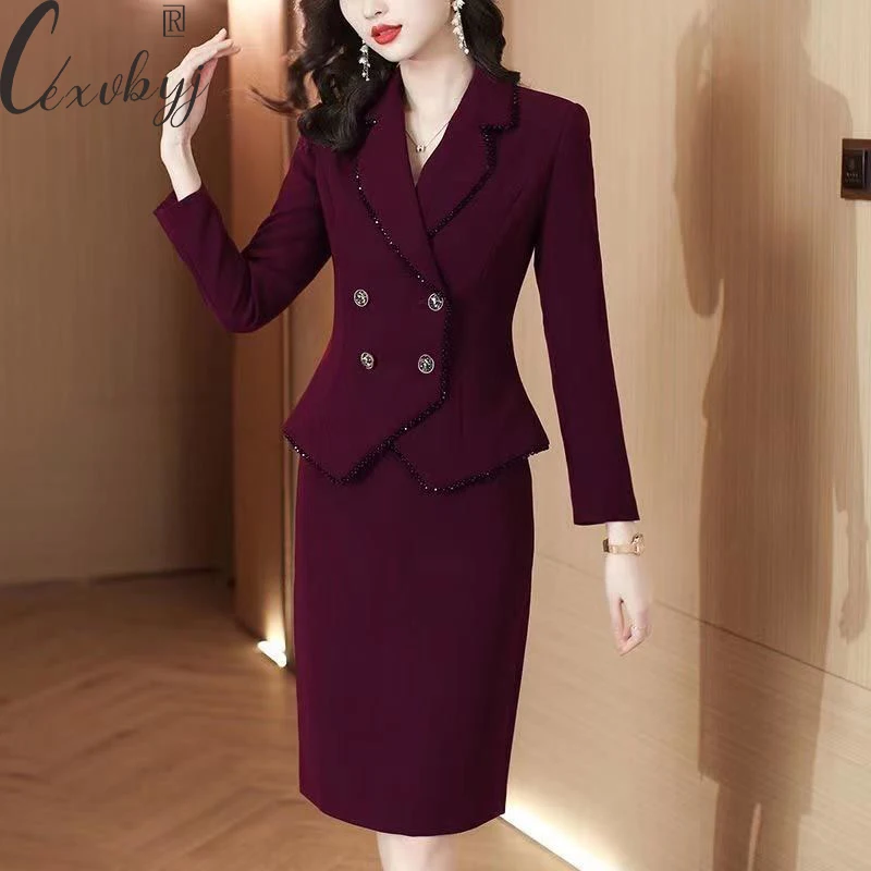 Women Vintage Skirt 2 Peice Set Autumn Double Breasted Cropped Blazer Jakcet+Mini Pencil Skirt Suits Office Lady Luxury Outfits
Women Vintage Skirt 2 Peice Set Autumn Double Breasted Cropped Blazer Jakcet+Mini Pencil Skirt Suits Office Lady Luxury Outfits