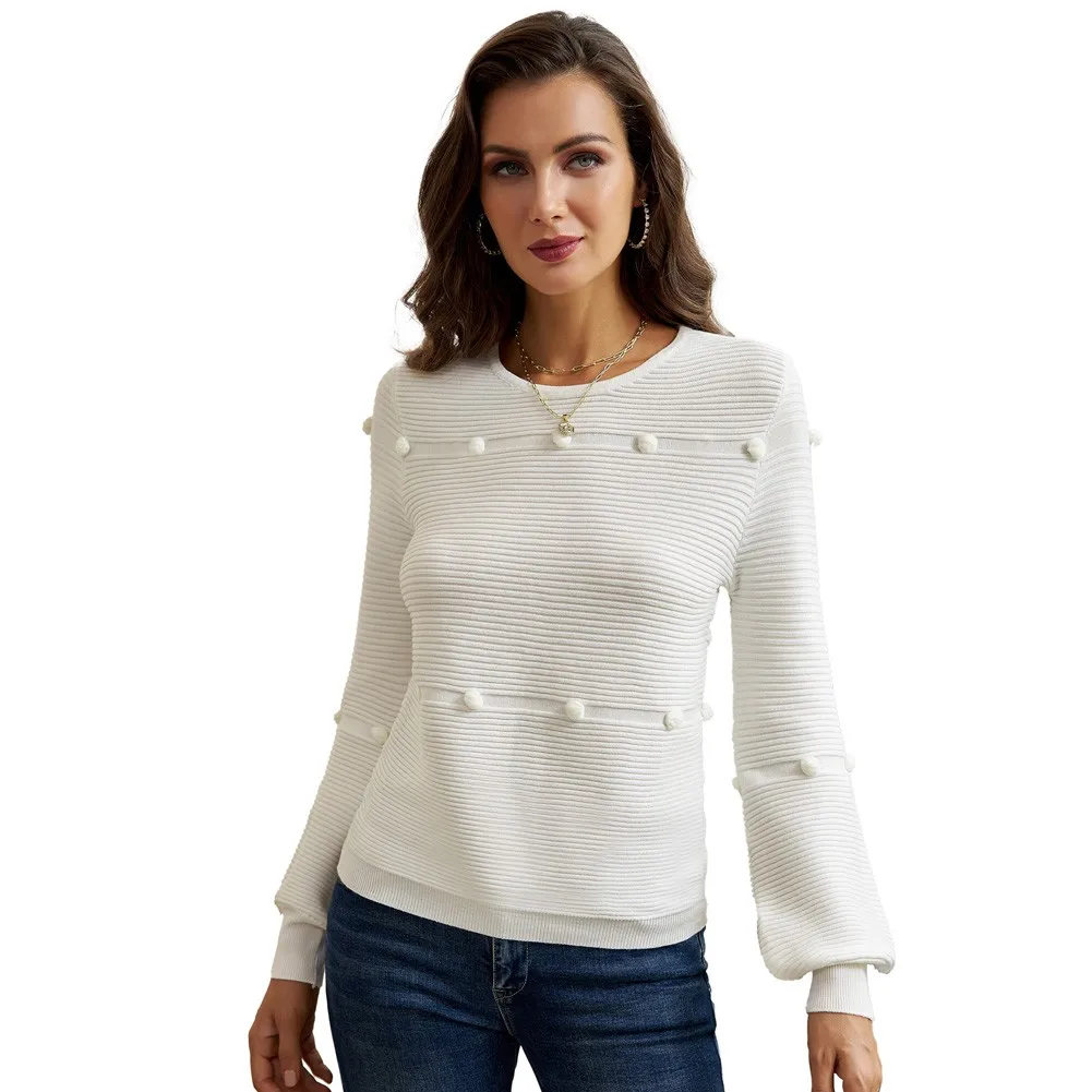 Women Ribbed Knitted Sweater Long Lantern Sleeves Crew Neck Knitwear Warm Comfortable Slim Hairball Design Sweet Casual Jumpers
Women Ribbed Knitted Sweater Long Lantern Sleeves Crew Neck Knitwear Warm Comfortable Slim Hairball Design Sweet Casual Jumpers