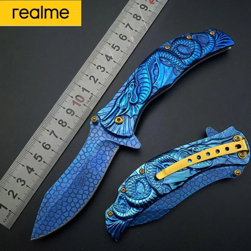 Realme DRAGON BLUE TITANIUM Folding Pocket Knife Cosplay Fade Collection 3D Graphic Survival Camping Knives
Realme DRAGON BLUE TITANIUM Folding Pocket Knife Cosplay Fade Collection 3D Graphic Survival Camping Knives