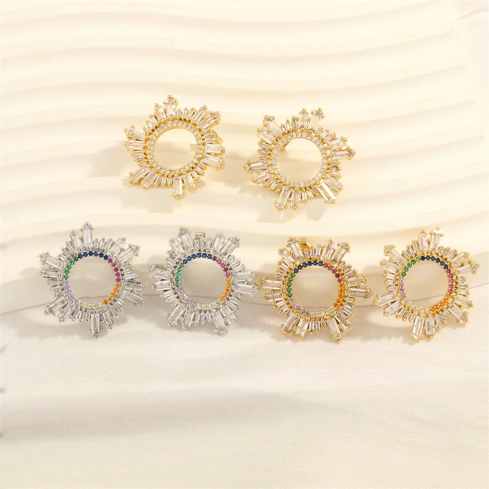 Micro Inlay Golden Sunflower Women's Earrings Korean Fashion New Geometric Gold Plated Piercing Ear Studs Luxury Quality Jewelry
Micro Inlay Golden Sunflower Women's Earrings Korean Fashion New Geometric Gold Plated Piercing Ear Studs Luxury Quality Jewelry