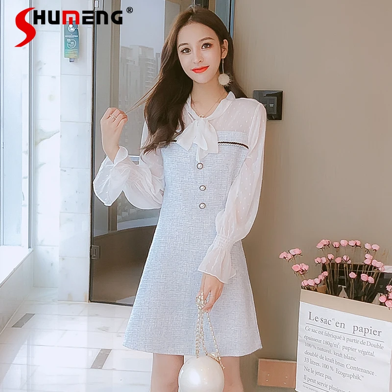 2022 Spring Fashion Long Sleeve Slim Fit Gothic White Mid Dress for Women Princess Slimming Bow Stitching Fairy Dresses Ladies
2022 Spring Fashion Long Sleeve Slim Fit Gothic White Mid Dress for Women Princess Slimming Bow Stitching Fairy Dresses Ladies