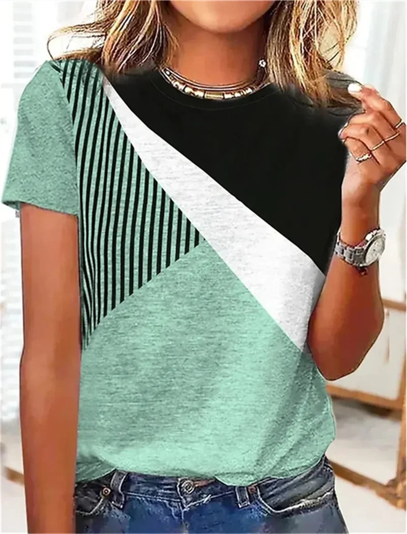 New Women T-shirt Color Matching Harajuku Print Summer Fashion Short Sleeve Top Casual Tee Loose Round Neck Woman Wear 5XL
New Women T-shirt Color Matching Harajuku Print Summer Fashion Short Sleeve Top Casual Tee Loose Round Neck Woman Wear 5XL
